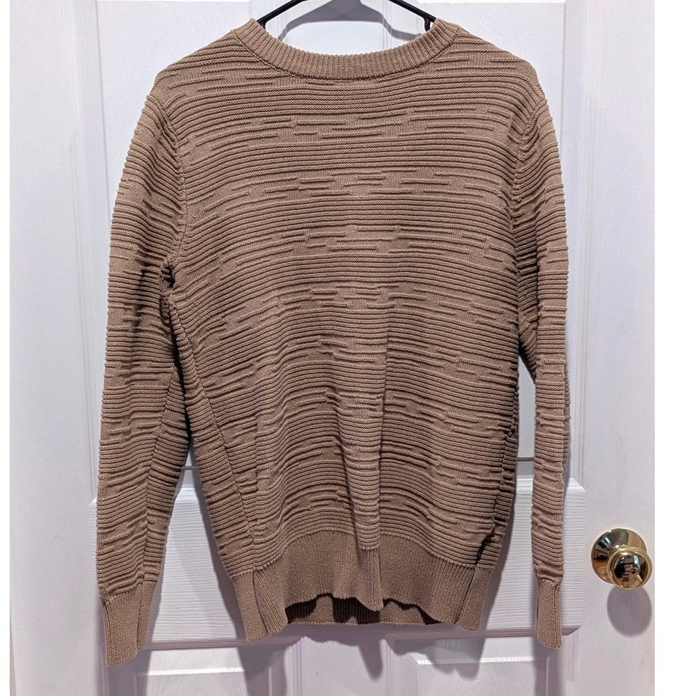 Quiet Luxury Tan Textured Crewneck Sweater BB‎ Brooklyn Brigade Men's Medium